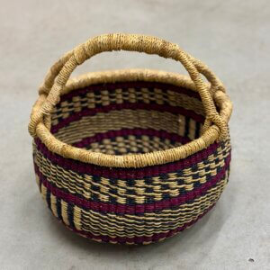 Colourful Basket with Leather Handle