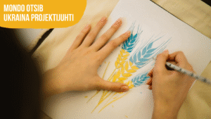 MTÜ tööpakkumine Eestis Ukraina projektijuhile, illustreeritud sinikollase viljapeaga.